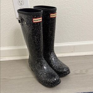 Hunter Black Rainboots with sparkles